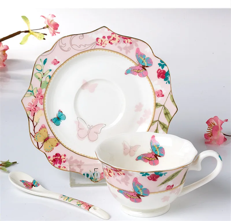 Модная чайная посуда в виде сакуры бабочки цветка чая кофейного сервиза