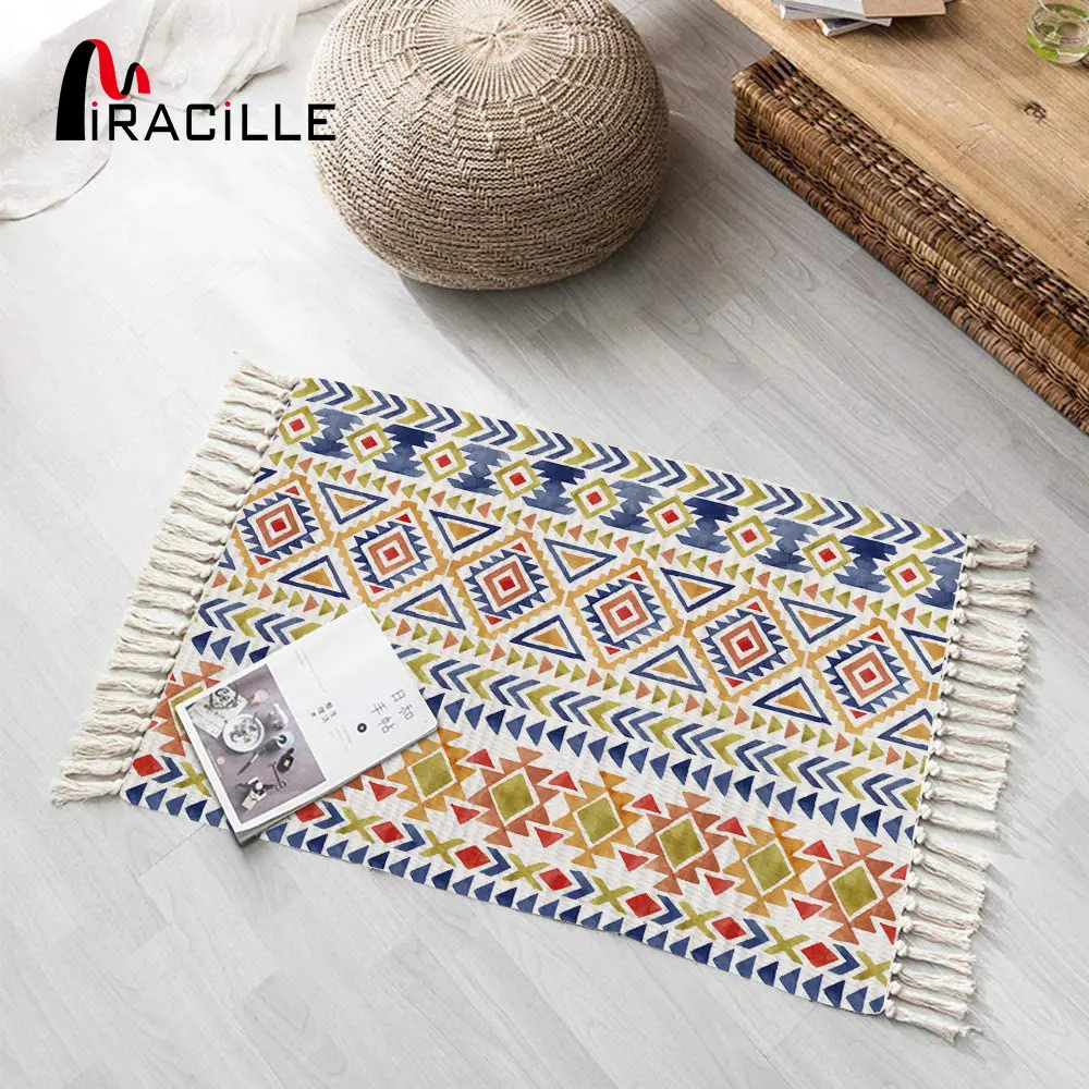Miracille геометрические кисточки ковры прямоугольник устойчивый ковер пол печатные