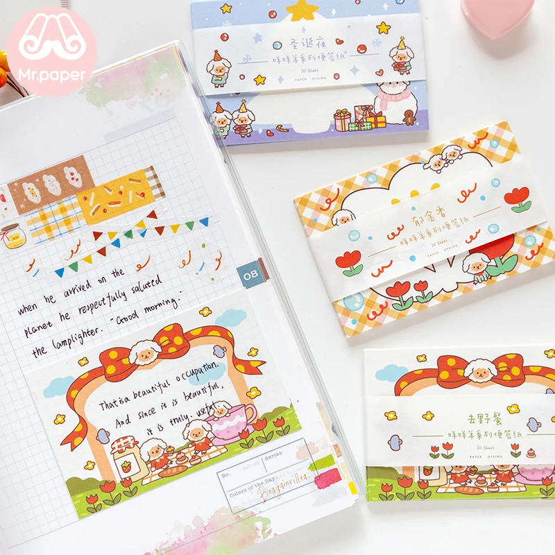 Mr Paper 30 шт./лот милые накладки для записей в Корейском стиле из овечьей шерсти