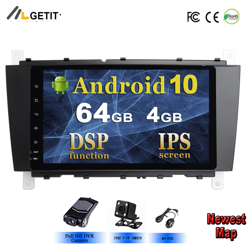 DSP ips Android 10 автомобильный стерео радио для Mercedes/Benz W203 W209 C180 C200 C220 C230 C240 C250, " gps автомобильный головное устройство плеер