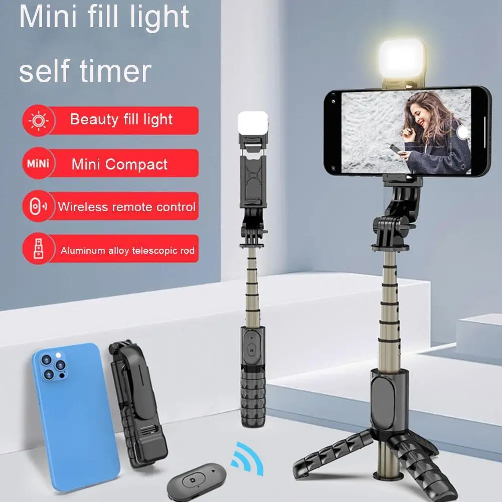

Cool dier 152mm mini selfie stick bluetooth folding tripod with remote shutter fill light for android ios