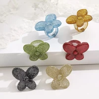 vintage cute acrylic butterfly rings for women big colorful transparent acrylic resin finger rings girls party jewelry gifts