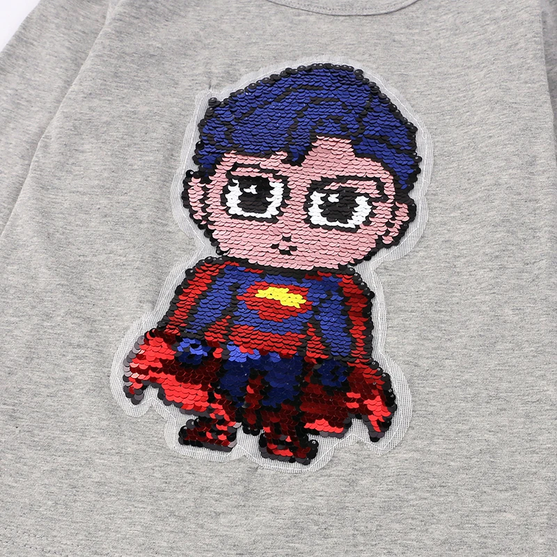 Футболки с длинными рукавами и блестками для мальчиков героями мультфильмов