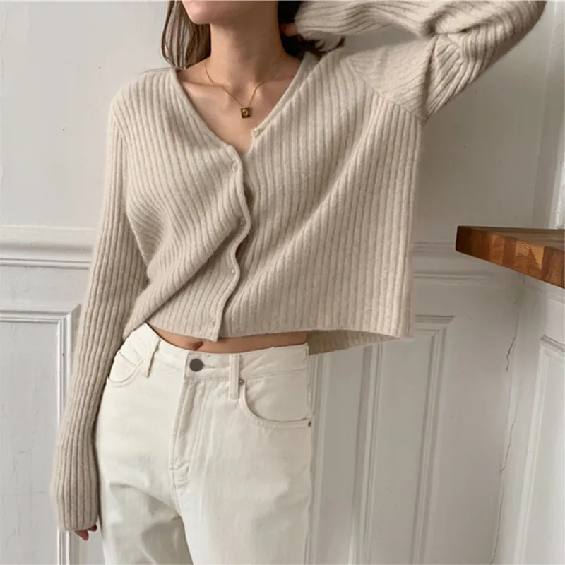 Высококачественный Женский кашемировый вязаный кардиган 100% свитер Осеннее