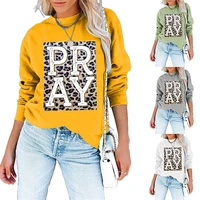 2022 winter fashion modern womens sweatshirt pary prayer leopard print long sleeve ladies pullover top young style