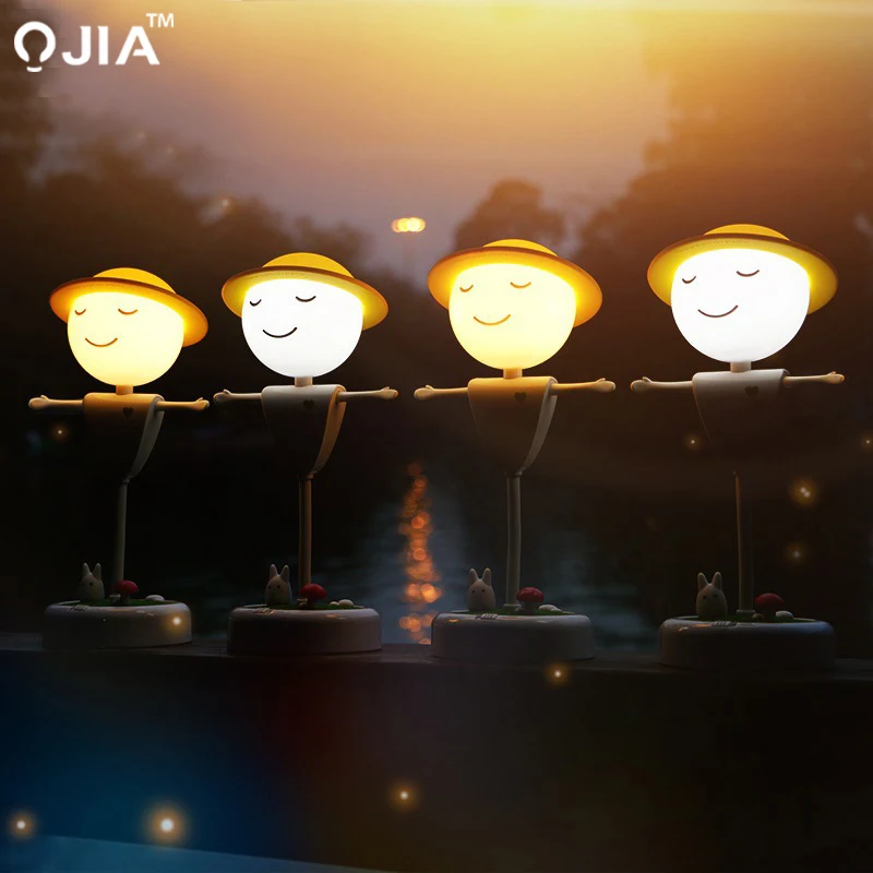 Led night light Scarecrow Rechargeable creative cute table lamp plug the bedroom bedside dream USB for baby feeding | Освещение
