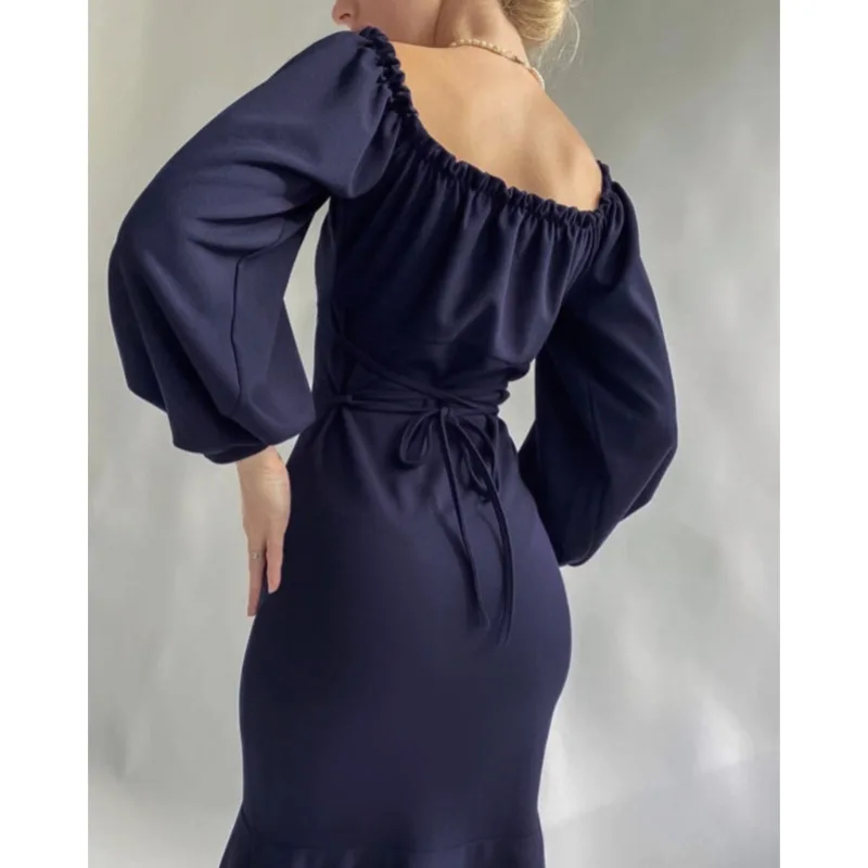 

Elegant Off Shoulder Women Dresses Black Bodycon Evening Party High Waist Solid Spring Summer Fashion Ladies Vestido Dress