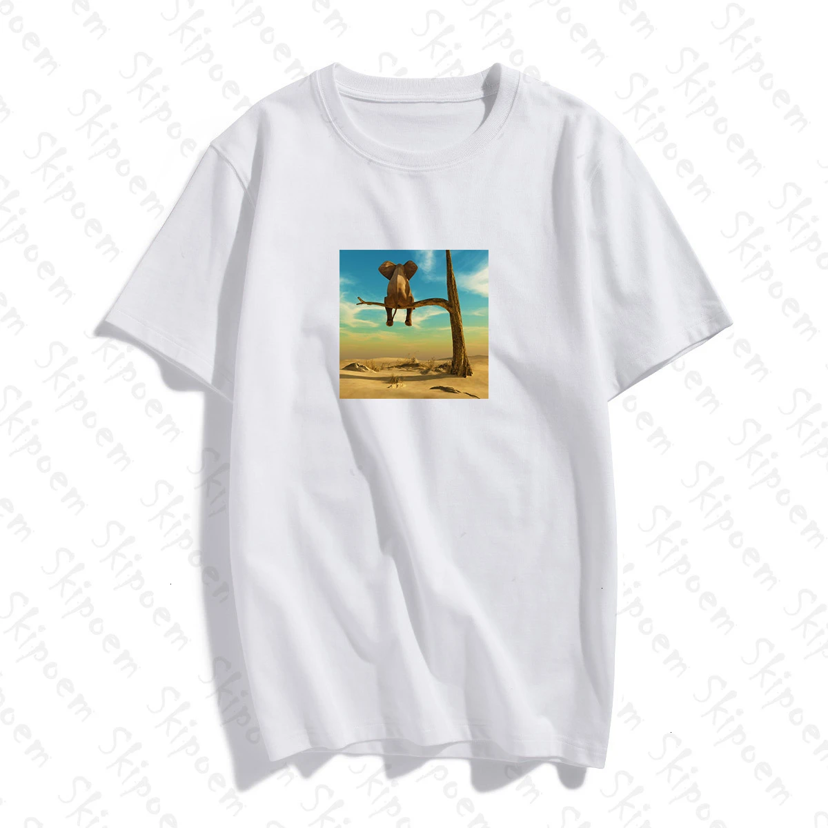 Забавный слон на дереве футболка Женская корейский стиль Винтаж Панк Tumblr Harajuku
