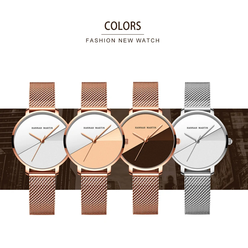 

Reloj Mujer Women Watches Hannah Martin Top Brand Fashion Creative Dial Japanese Quartz Movement Rose Gold Ladies Bracelet Watch