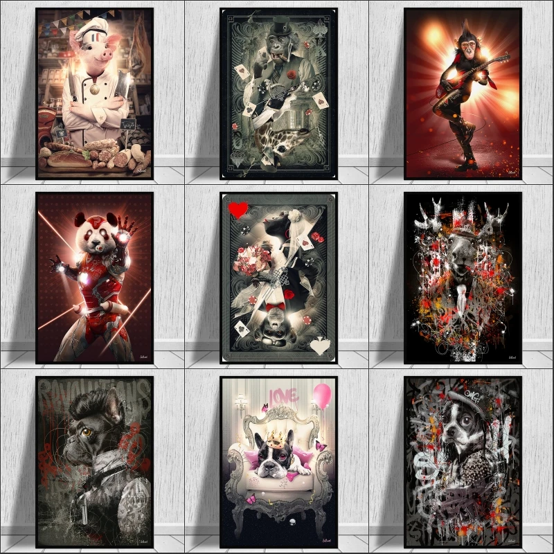 

Modern Wall Art Decoration Animal Graffiti Art Lion Monkey Canvas Oil Painting Cuadros Wall Art Poster Print Living Room Mural
