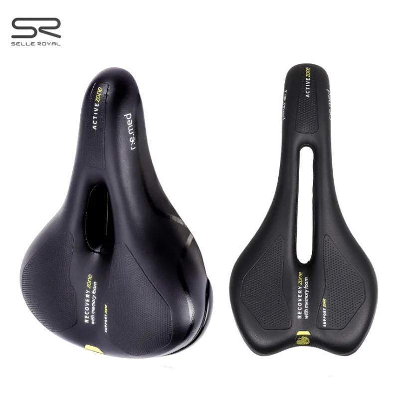 MTB/Road Bicycle Saddle Seat Hollow Breathable Memory Foam Bike Cushion Cycling Seat Shockproof Bicycle Air Guide Groove Saddle