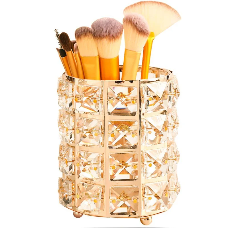 

Crystal Pen Holder Round Creative Desktop Storage Makeup Brush Holder Storage Pen Holder Desk Organizer