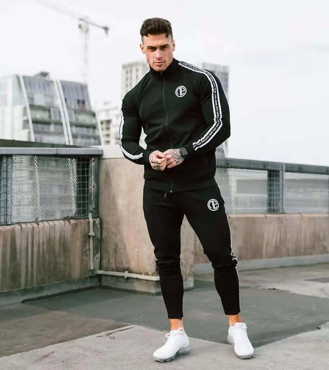 

Men Sports Suit Spring Autumn Fashion Embroidered Tracksuit Casual 2 Pieces Sets Men's Jacket+Pants Men's Zipper Sportswear