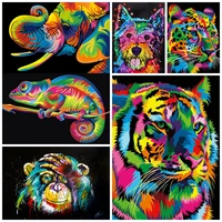 diy 5d diamond painting animal tiger elephant monkey full drill embroidery mosaic art picture of rhinestones home decor gift