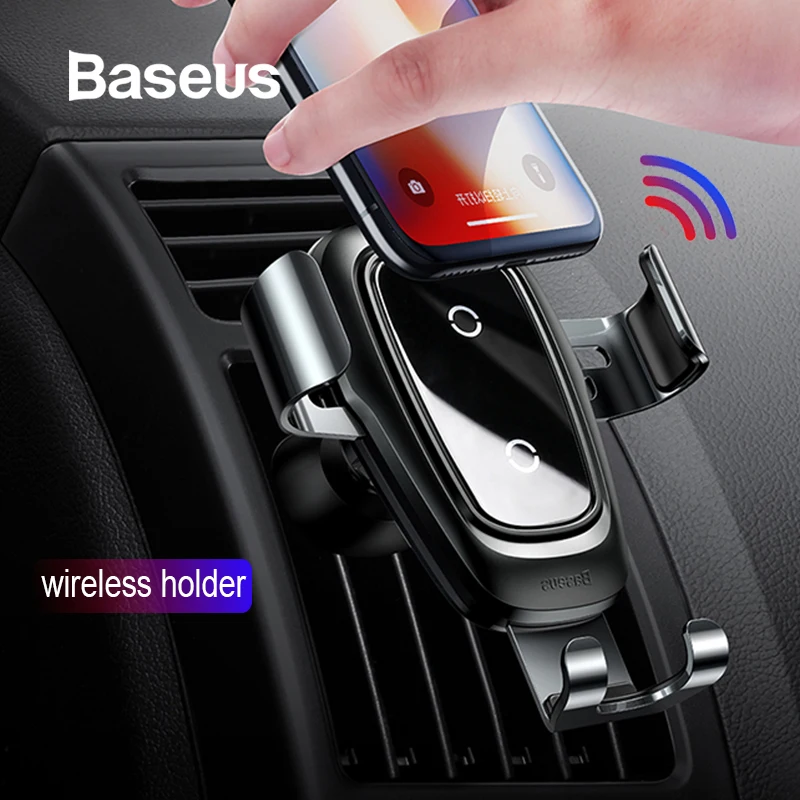 Baseus Автомобильный держатель для телефона Qi Быстрое беспроводное зарядное устройство для iPhone X Max 4-6,5 дюймов подставка для мобильного телефона воздушный выход гравитационный автоматический кронштейн