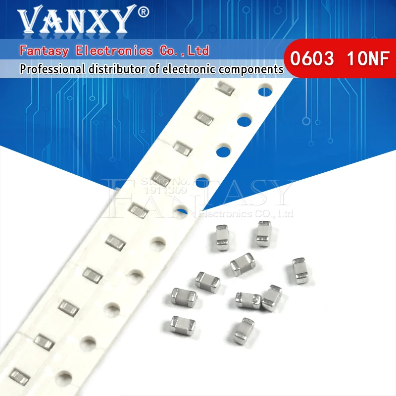 

100pcs 10NF X7R Error 10% 50V 0603 103 SMD Thick Film Chip Multilayer Ceramic Capacitor