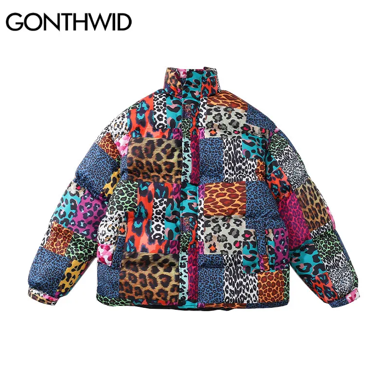 

GONTHWID Harajuku Streetwear Cotton Padded Parka Jackets Bandana Paisley Pattern Print Thick Warm Coats Hip Hop Winter Tops