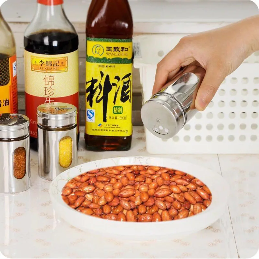 Баночка для специй из нержавеющей стали стеклянная печать шейкер перца приправа