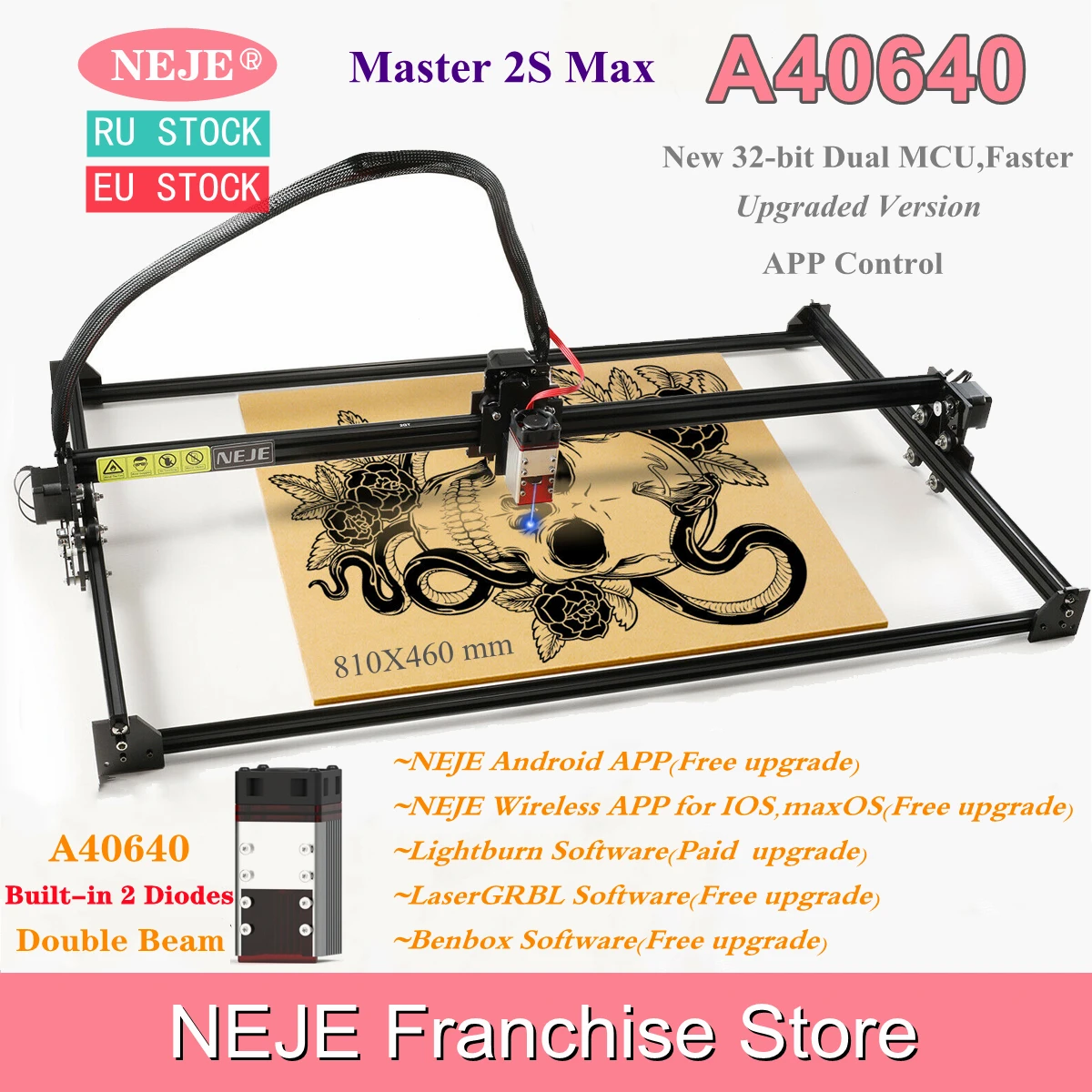 

Лазерный гравер с ЧПУ NEJE Master 2S Max A40640, резак для резки дерева, металлический принтер, инструменты «сделай сам», Bluetooth LaserGRBL Lightburn