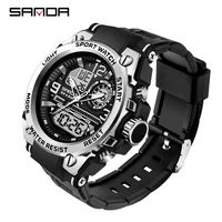sanda 2022 top brand mens watches 5atm waterproof sport military wristwatch quartz watch for men clock relogio masculino 6024