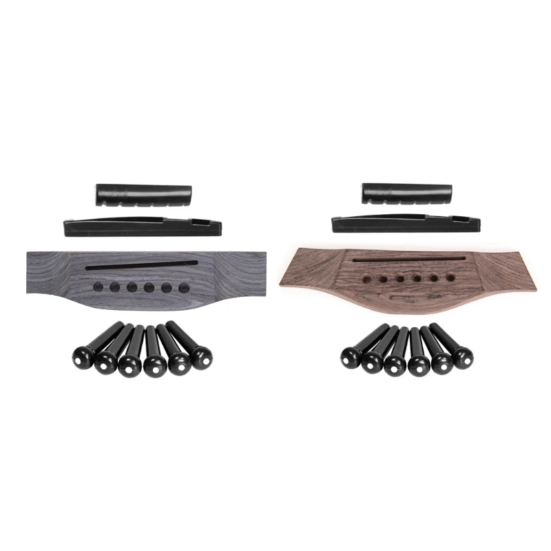 

Acoustic Guitar Wooden Rosewood Bridge Pins Saddle Nut Sets DIY Accesories Guitar Replacement Parts