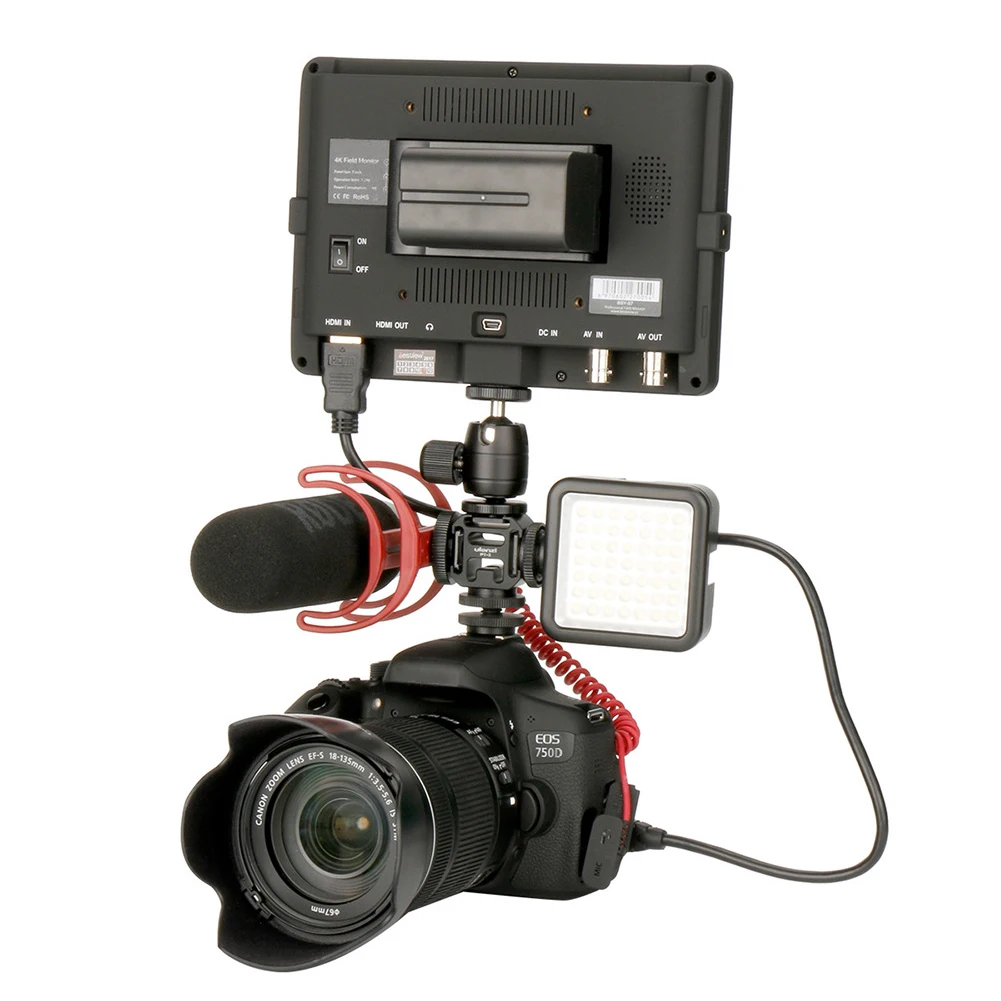 

Hot Shoe Mount Mini LED Adapter Converter Black With BY-MM1 Microphone Video Light Multifunction Monitor Metal For DSLR Camera