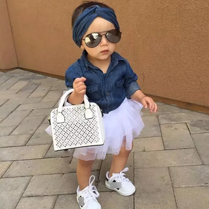 Комплект из 3 предметов джинсовая рубашка для маленьких девочек куртка кружевная