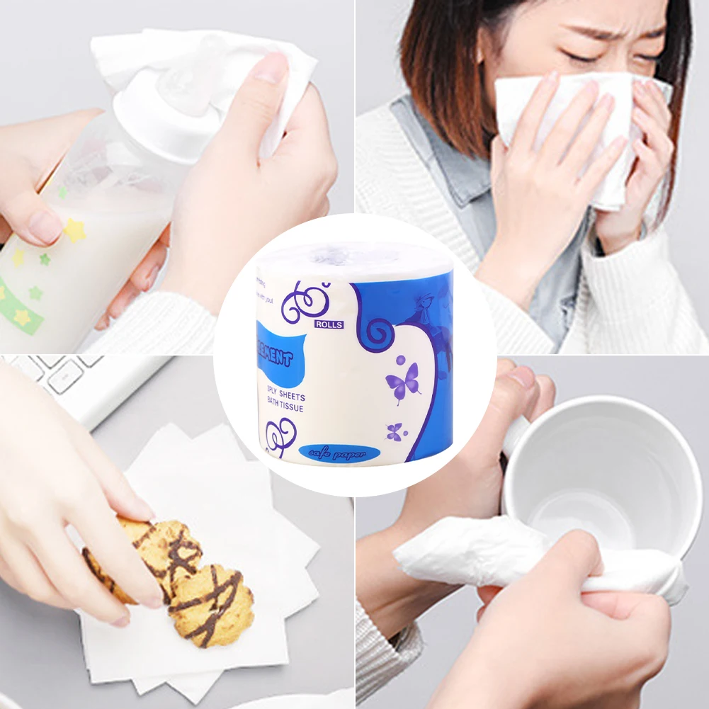 Мягкая туалетная бумага 4 слоя рулонной бумаги бытовая для дома кухни