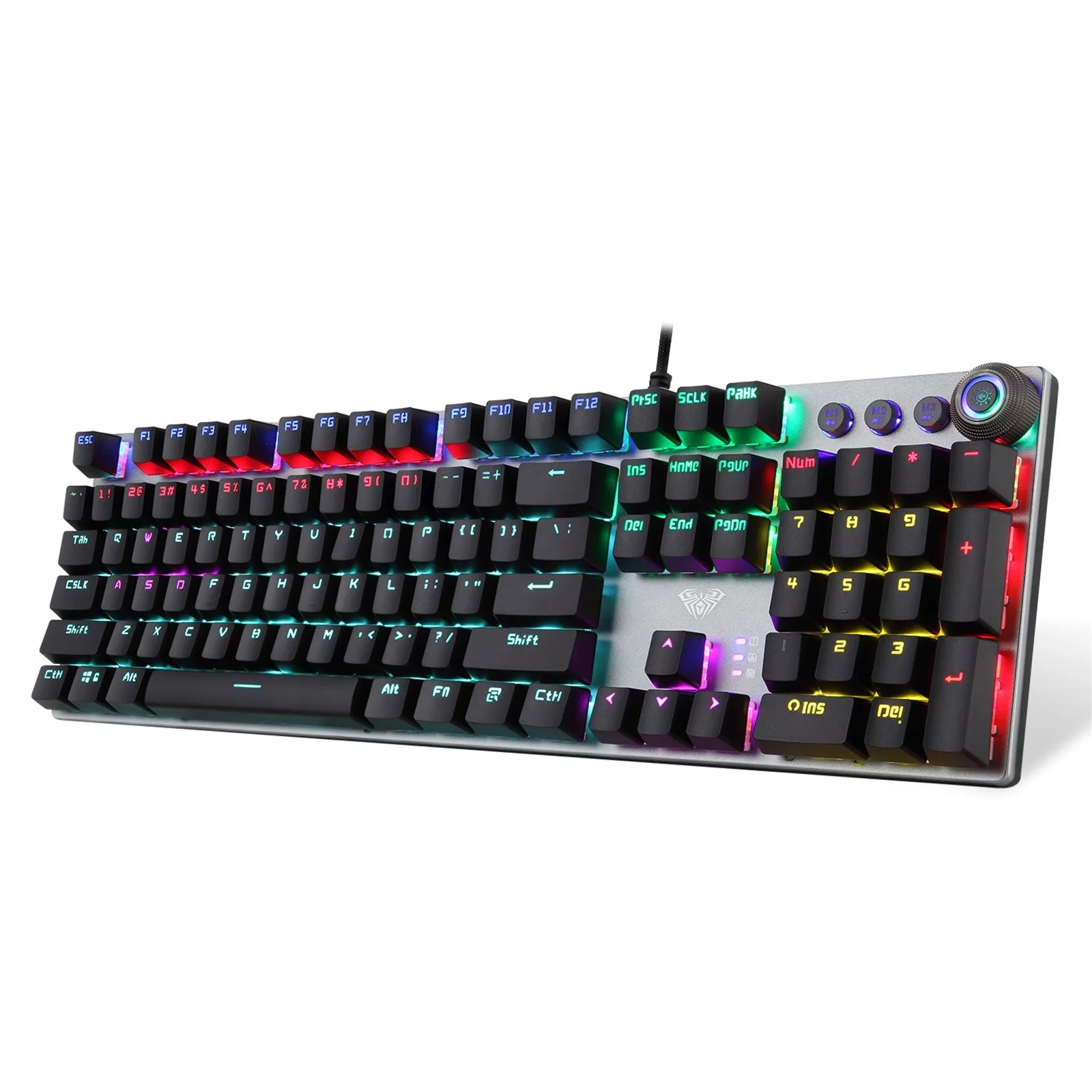 

104 Keys Mechanical Keyboard USB Wired LED Backlit Axis Punk Gaming Keyboard Blue Brown Switch For Game Laptop PC Russian #LR2
