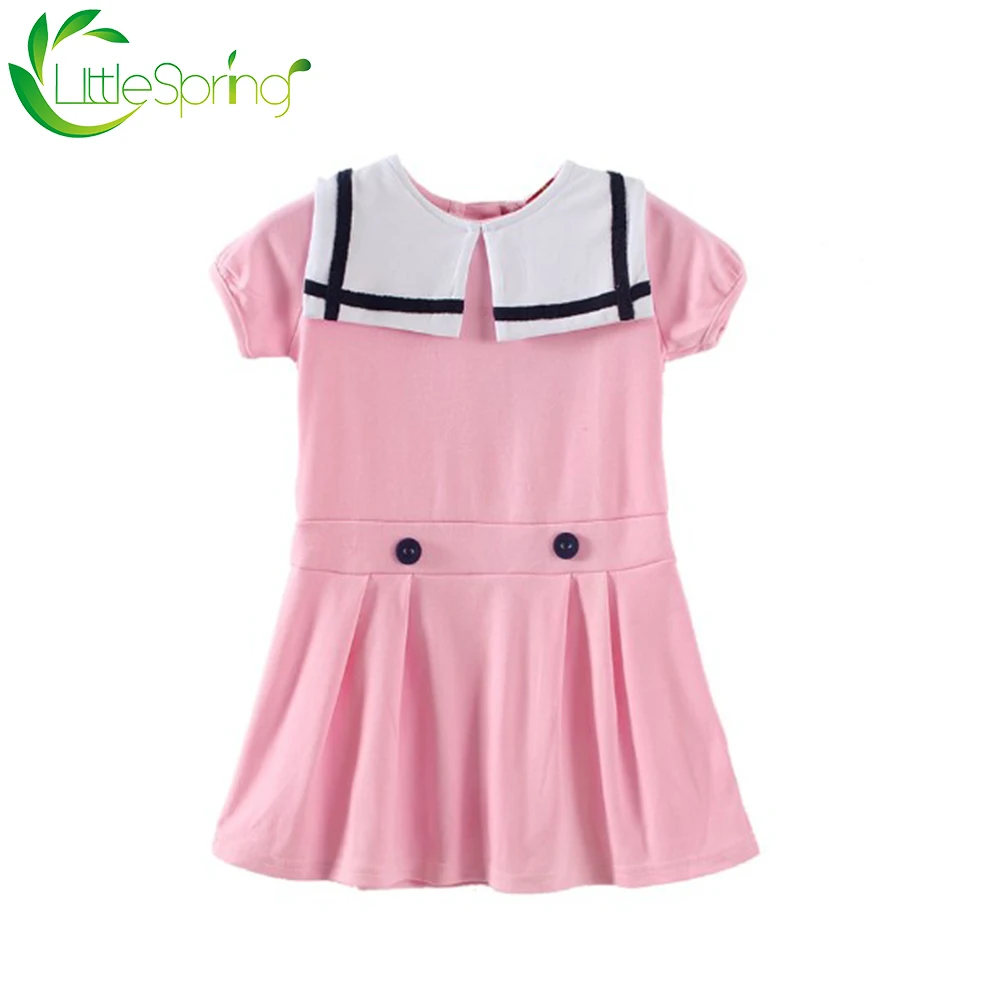 Летнее хлопковое платье для девочек с матросским воротником | Детская одежда и