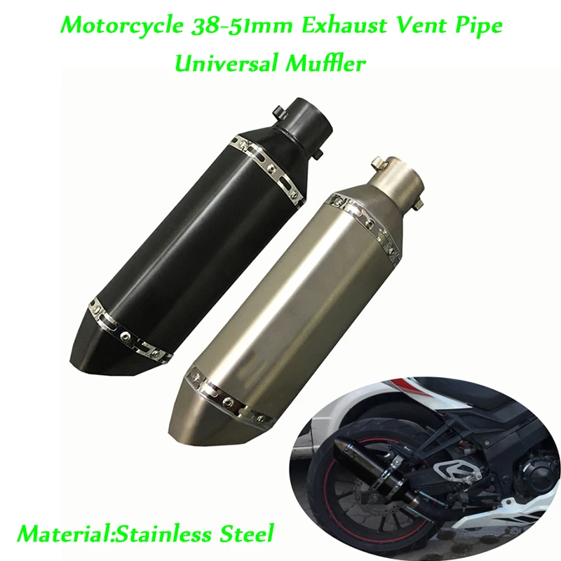 

Muffler Silencer For 38-51mm Motorcycle Exhaust Vent Pipe Detachable DB Killer Set Silp On 370mm Length Stainless Baffler Tubes