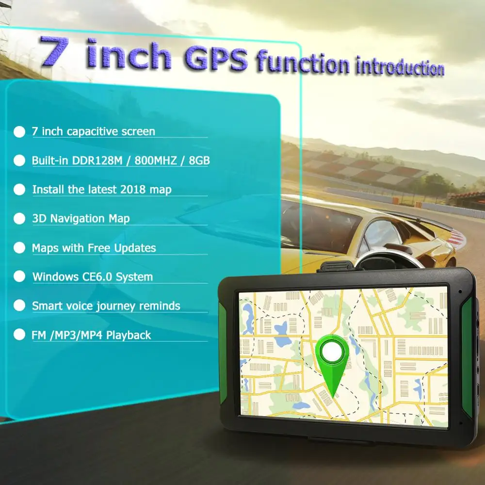 8G gps навигация " сенсорный экран портативный автомобильный грузовик gps Coche Авто Туристический навигатор с карты Северной Америки/Европы/Австралии