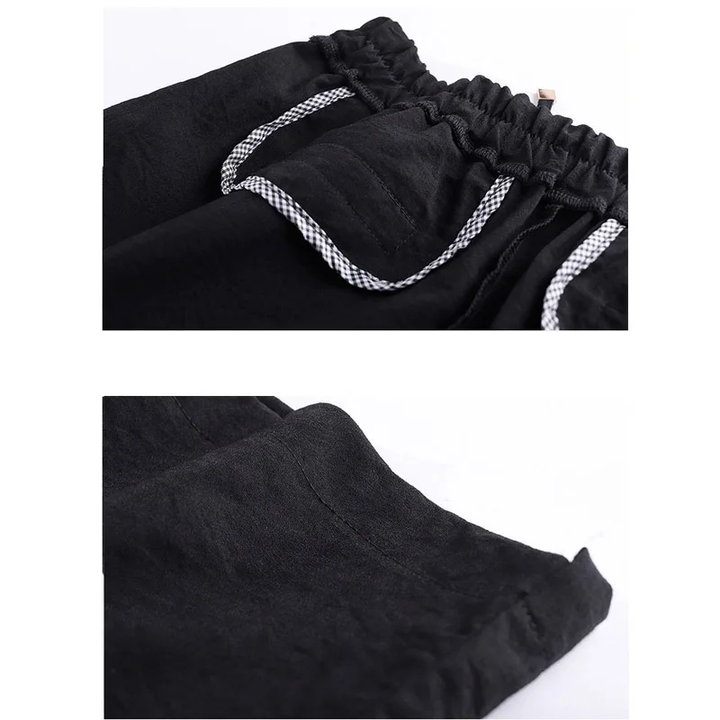 

Summer shorts ladies cotton and linen elastic waist loose casual S-4XL