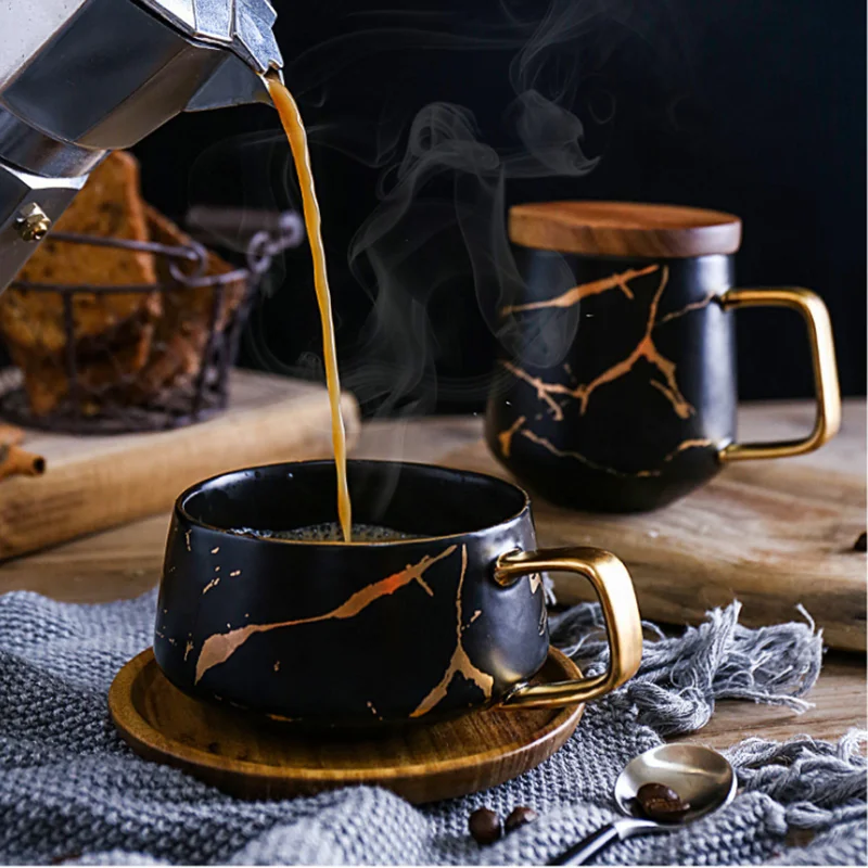 2 модели Классическая керамическая кофейная кружка с крышкой лотка ручная