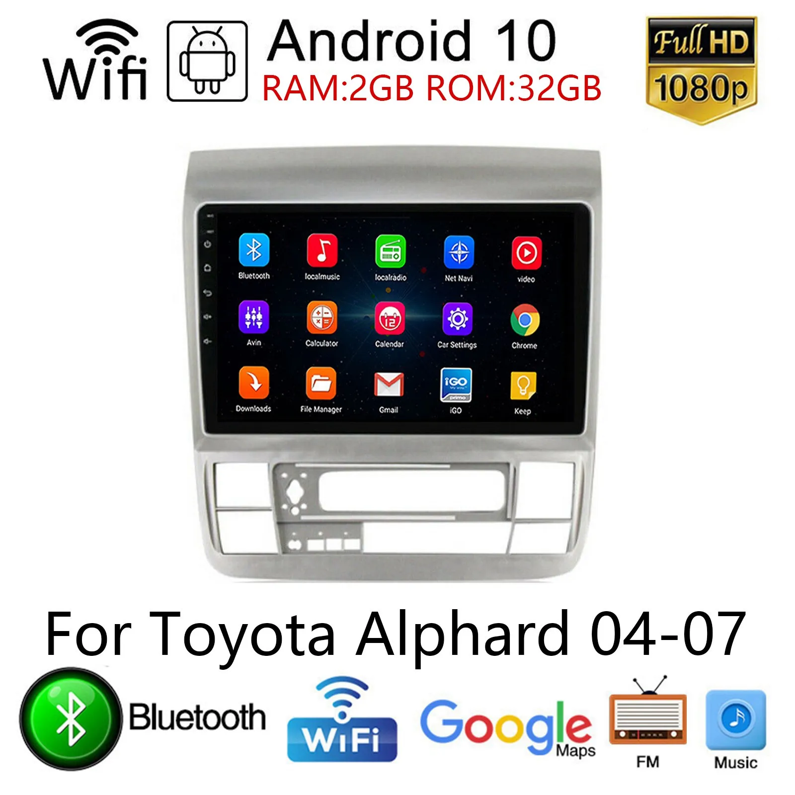 

Android 10.0 Car DVD Player GPS Navigation Radio Stereo Wifi Multimedia Video Player For Toyota Alphard 2004-2007
