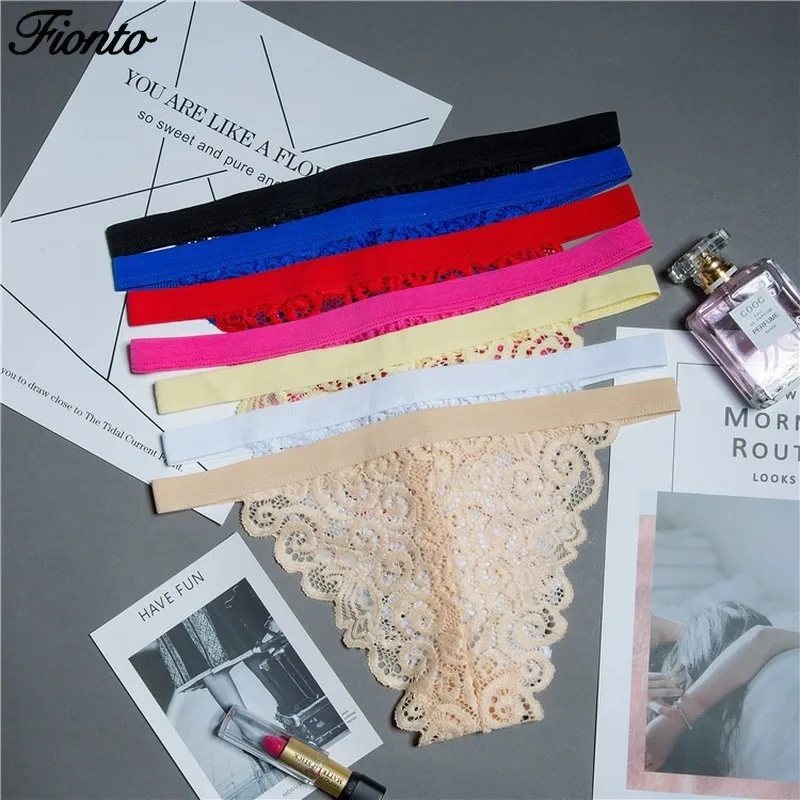 Сексуальные кружевные трусики FIONTO женские стринги с Т образной спинкой женское