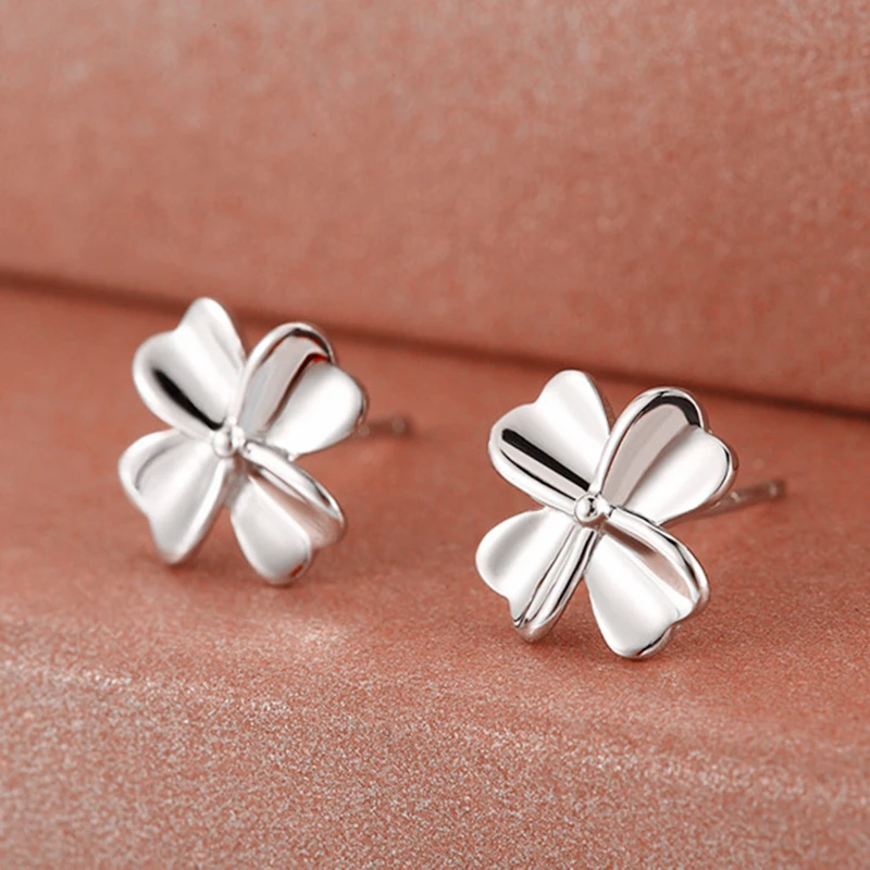 BONLAVIE серебряный цвет игла новый тип четырехлистная трава ушной гвоздь для женщин