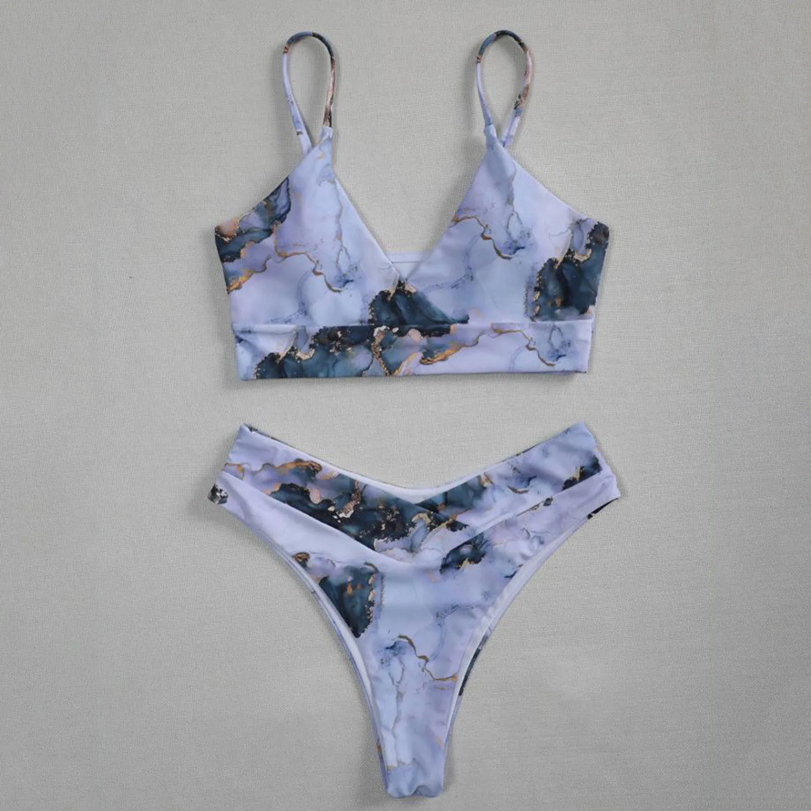 

Womail bikini micro bikini tankini swimsuits women Striped Push Up High Cut Hight Waist Halter Bikini Set Two Piece Swimsuit set