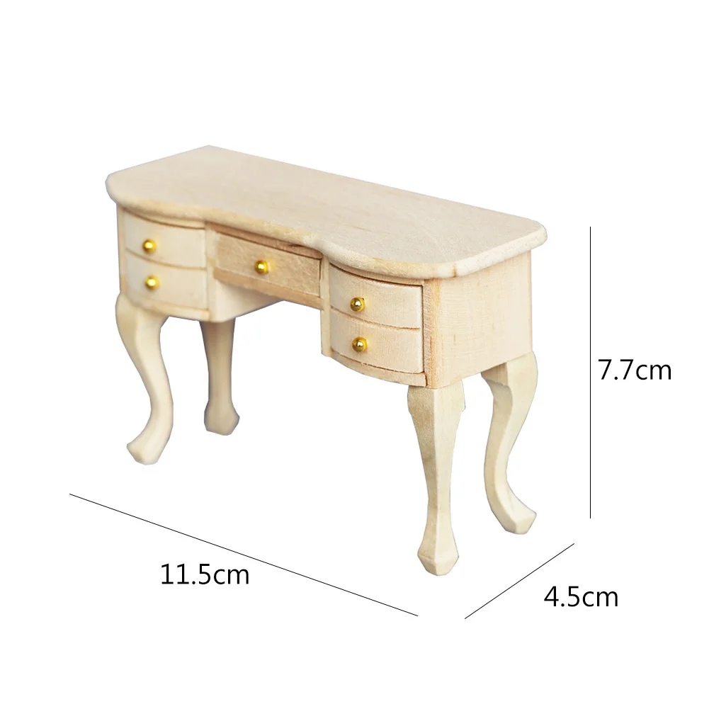 

1/12 Dollhouse Mini 5drawer Table Desk Furniture Model Study Scene DIY Decor Study room micro scenes diy solid wood writing desk