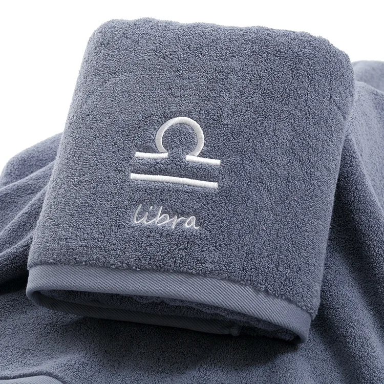 Gray Libra Хлопок банное полотенце созвездие шаблон полотенце s белый серый с вышивкой полотенца махровые девушка/мужчины ванная комната прямоугольное банное полотенце - Цвет: Gray Libra