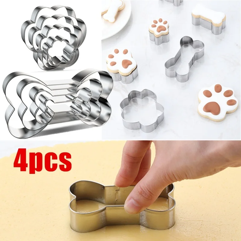 4 шт. собаке кость нержавеющая сталь форма для печенья из четырех частей Собачья