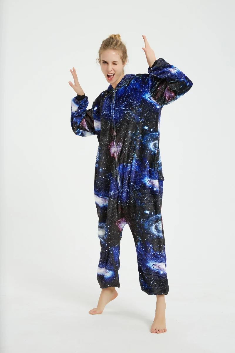 Звездное небо Единорог для взрослых животных кигуруми женский мужской