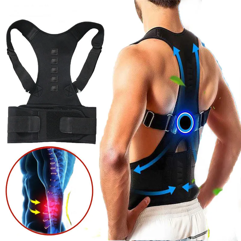 

Men Back Support Corrector Belt Adjustable Posture Shoulder Lumbar Strap Pain Relief Posture Waist Trimmer Band Belt Brace