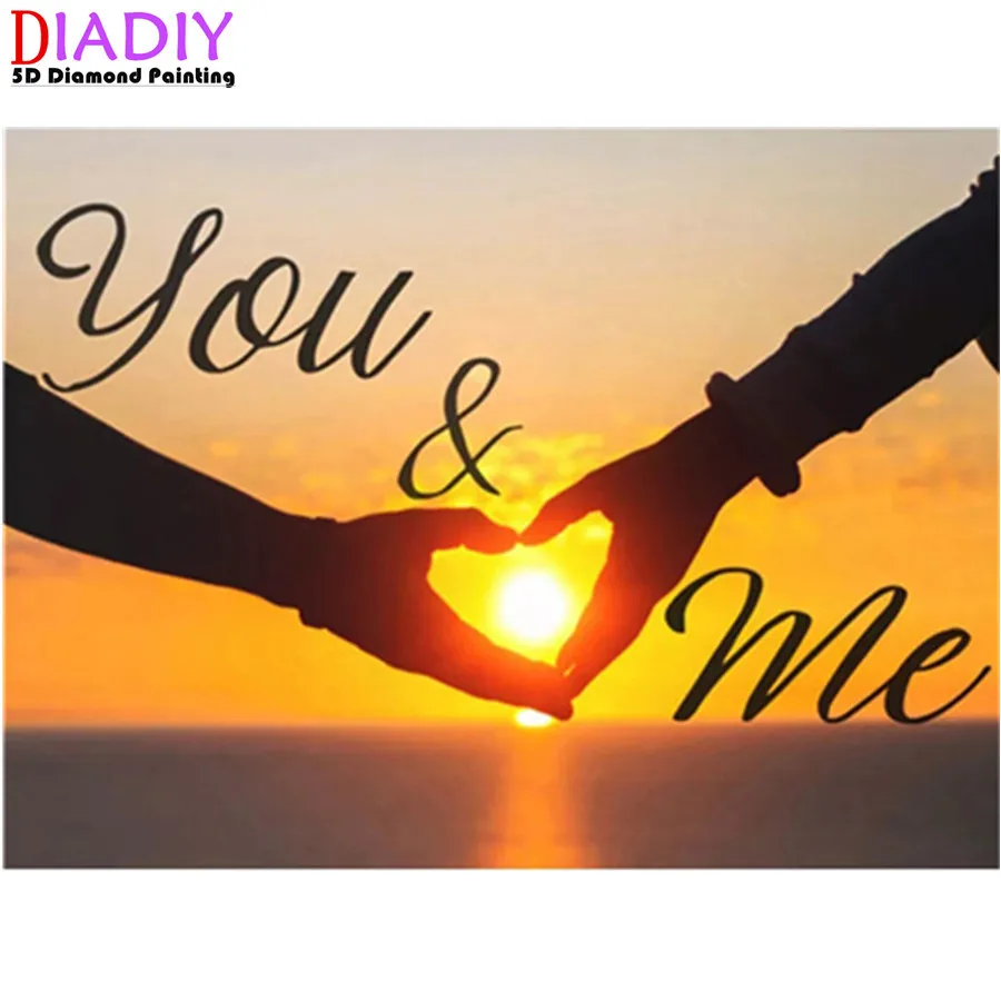 

5D Diamond Painting Couple Love Cross Stitch Kits Diamond Embroidery Sunset Diamond Mosaic Landscape Handmade Gift