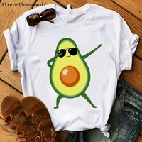 2020 kawaii cartoon avocado short sleeve t shirt women cute avocado graphic tops female tee summer harajuku women t shirts tops