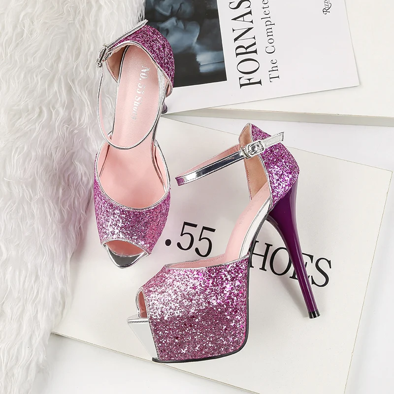 2019 г. женские летние блестящие роскошные босоножки на высоком каблуке 14 см и