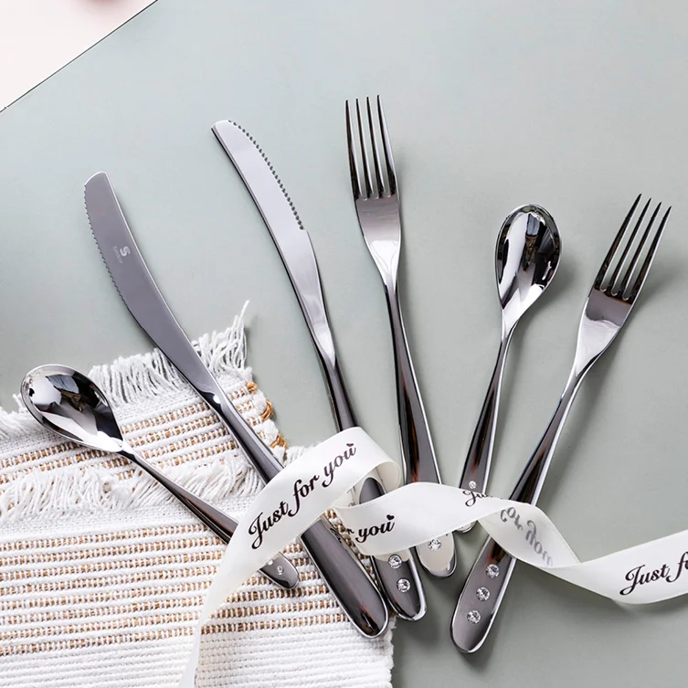 

European Style Cutlery Set Fork Spoon Knife Luxury Eco Friendly Dinnerware Sets Stainless Steel Cubiertos Kitchen Gadget Sets 50