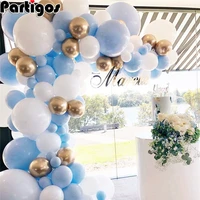 121pcs macaron pastel blue white gold chrome balloon arch garland wedding birthyday baby shower party background decor globos