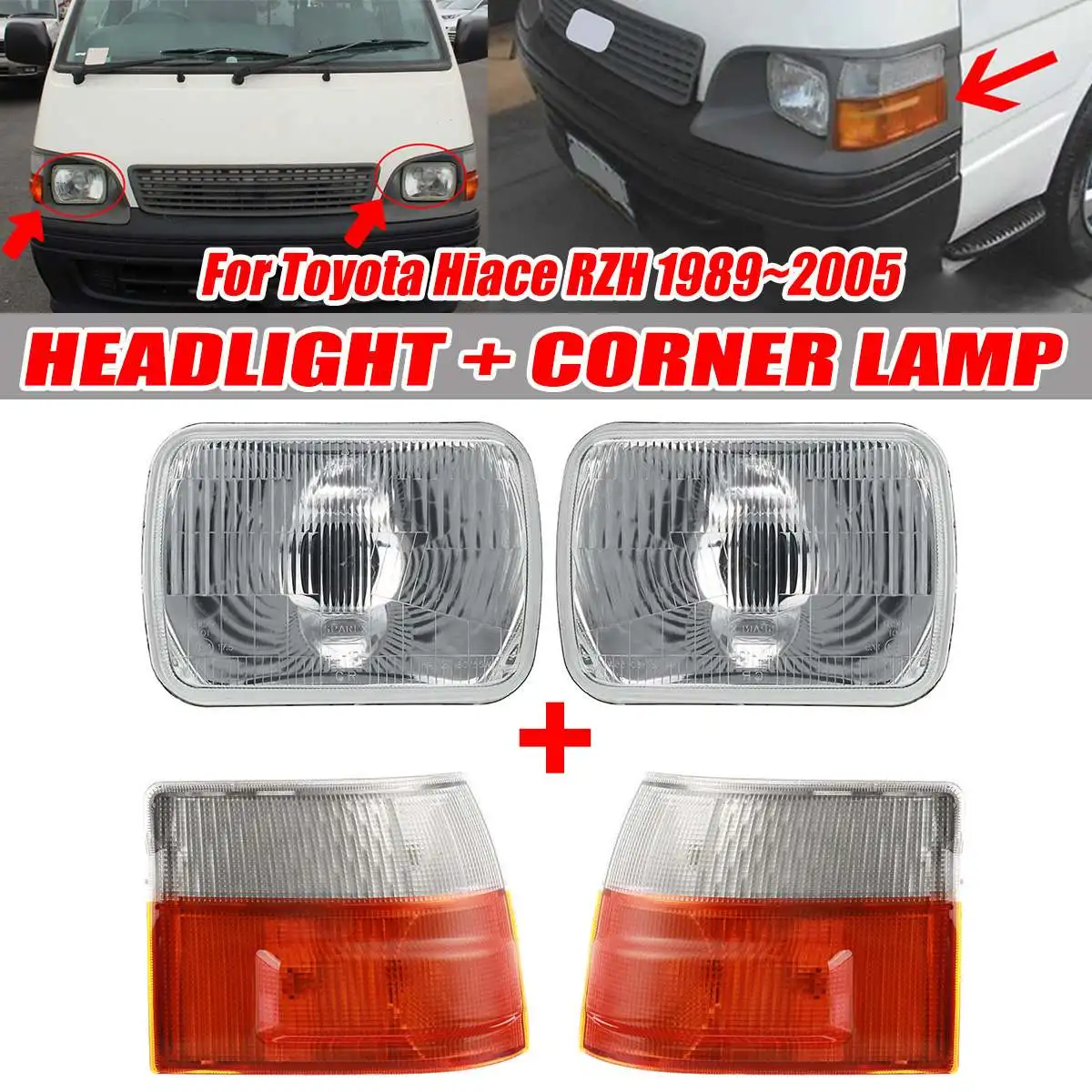 

4pcs Headlight Turn Signal Indicator Lights For Toyota Hiace RZH 1989~2005 1990 1991 1992 Side Marker Corner Light Front Lamp