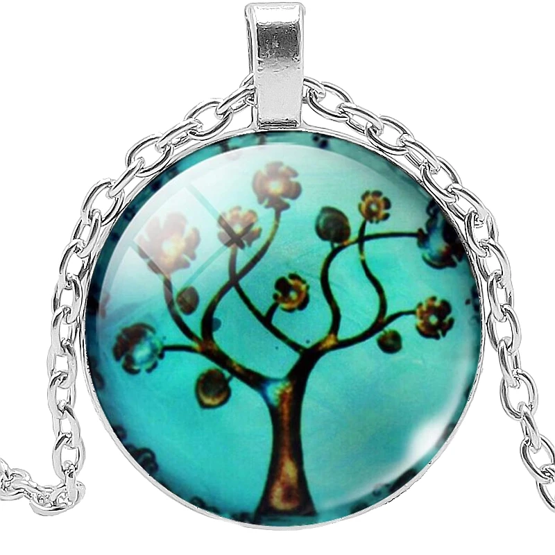 2019 Новое дерево жизни Стекло выпуклая круглая Мужская ожерелье для женщин кулон
